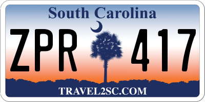 SC license plate ZPR417