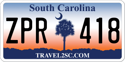 SC license plate ZPR418