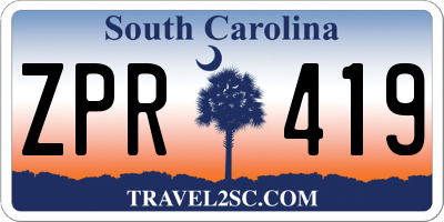 SC license plate ZPR419