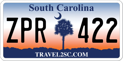 SC license plate ZPR422