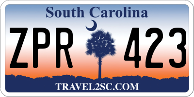 SC license plate ZPR423