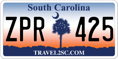 SC license plate ZPR425