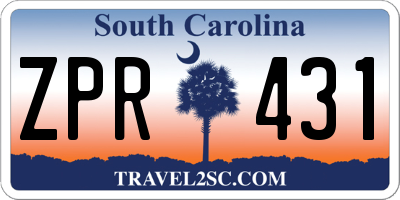 SC license plate ZPR431