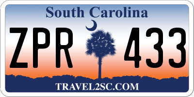 SC license plate ZPR433