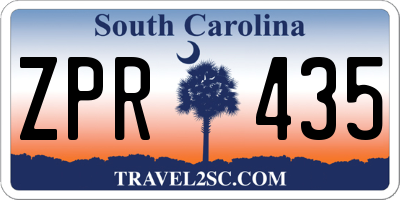 SC license plate ZPR435