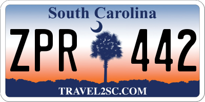 SC license plate ZPR442