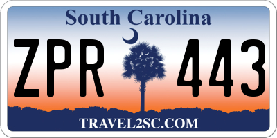 SC license plate ZPR443