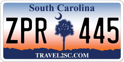 SC license plate ZPR445