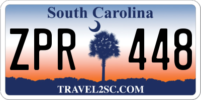 SC license plate ZPR448