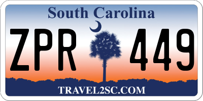 SC license plate ZPR449