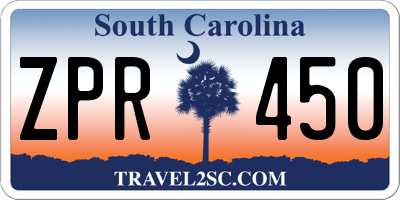 SC license plate ZPR450