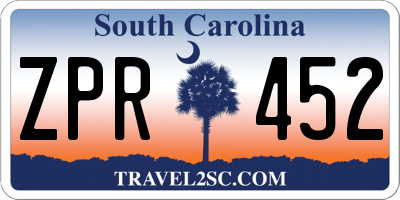 SC license plate ZPR452