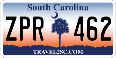 SC license plate ZPR462