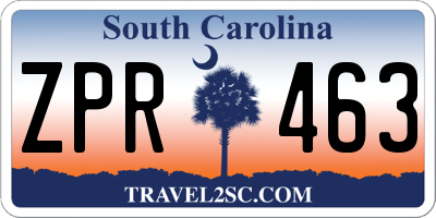 SC license plate ZPR463