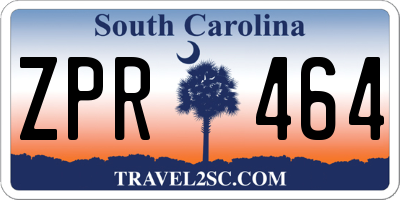 SC license plate ZPR464