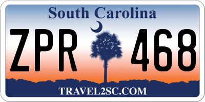 SC license plate ZPR468