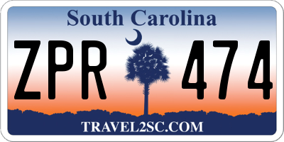 SC license plate ZPR474