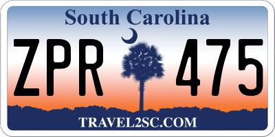 SC license plate ZPR475