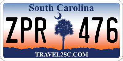 SC license plate ZPR476