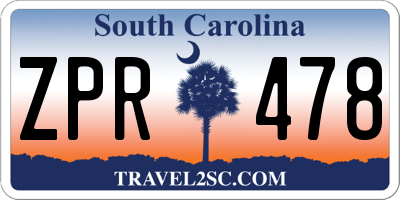 SC license plate ZPR478