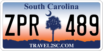 SC license plate ZPR489
