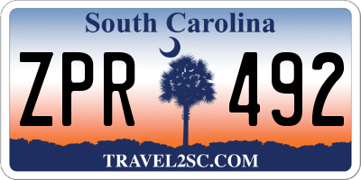 SC license plate ZPR492