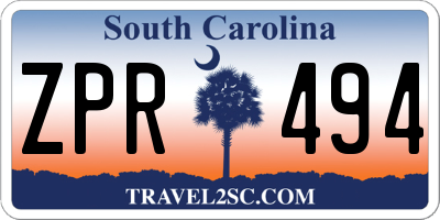 SC license plate ZPR494