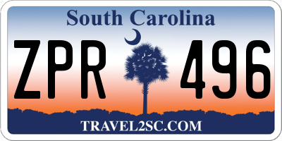 SC license plate ZPR496