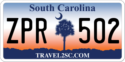 SC license plate ZPR502