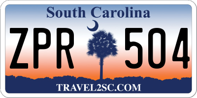 SC license plate ZPR504