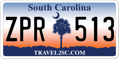 SC license plate ZPR513