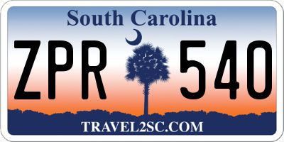 SC license plate ZPR540