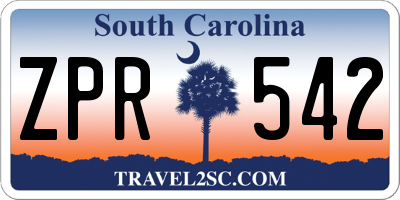 SC license plate ZPR542