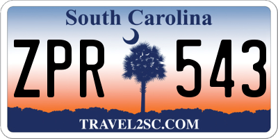 SC license plate ZPR543