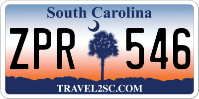 SC license plate ZPR546