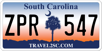 SC license plate ZPR547