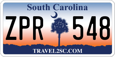 SC license plate ZPR548