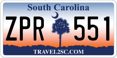 SC license plate ZPR551