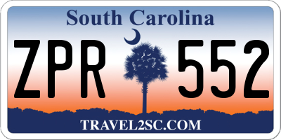 SC license plate ZPR552