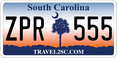 SC license plate ZPR555
