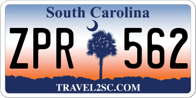 SC license plate ZPR562
