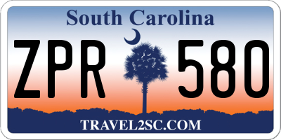 SC license plate ZPR580