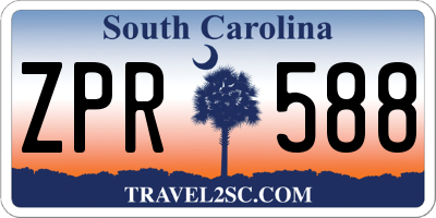 SC license plate ZPR588