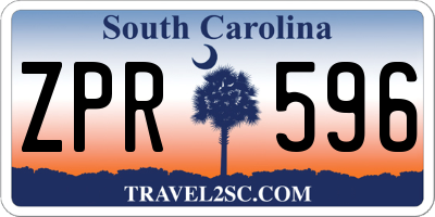SC license plate ZPR596