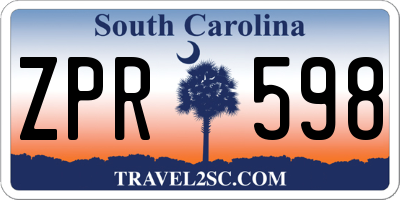 SC license plate ZPR598