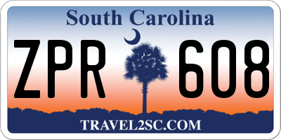 SC license plate ZPR608