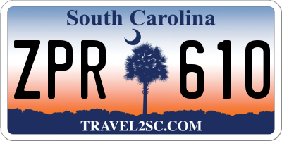 SC license plate ZPR610