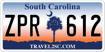 SC license plate ZPR612