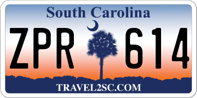 SC license plate ZPR614