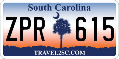 SC license plate ZPR615